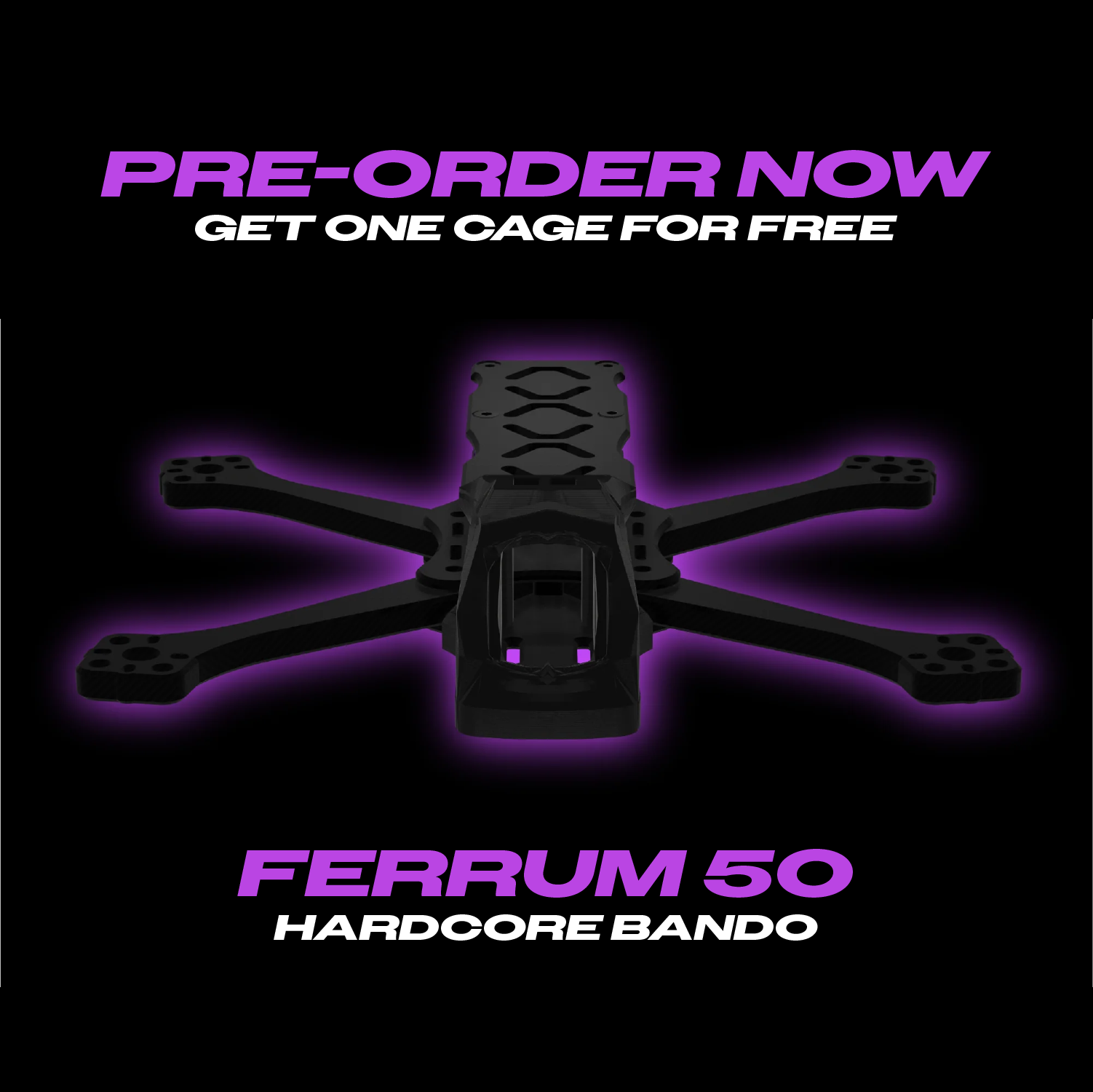 Luceed Ferrum 50 BLACK 5-inch FPV freestyle frame T700 carbon fiber top view - LUCEED FPV