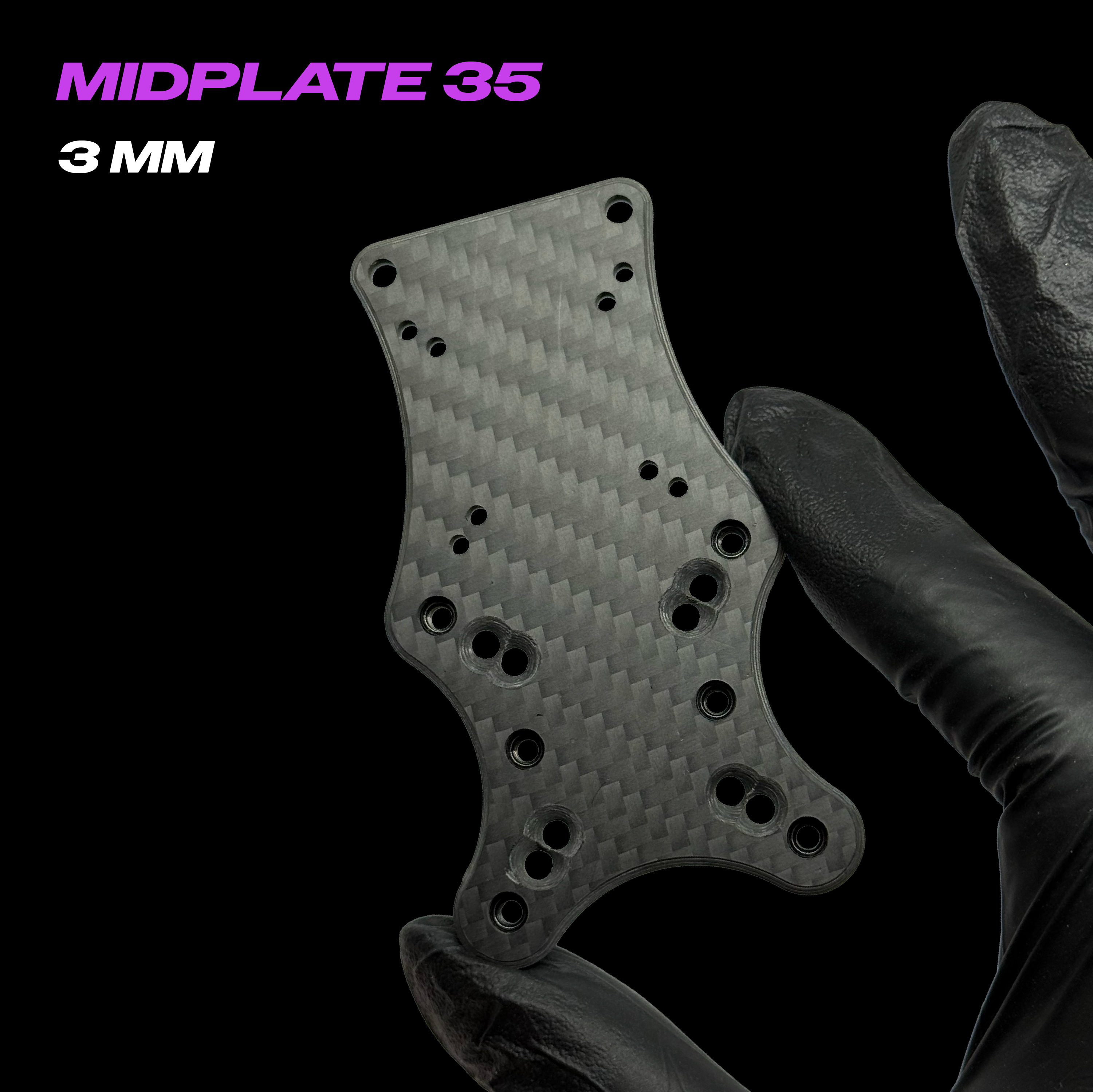 Ferrum 35 mid plate 3mm T700 carbon fiber weave detail - LUCEED FPV