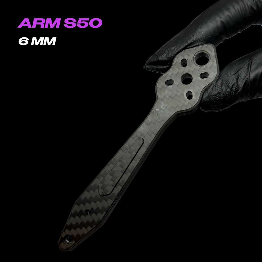 Ferrum S50 arm 6mm T700 carbon fiber weave detail - LUCEED FPV