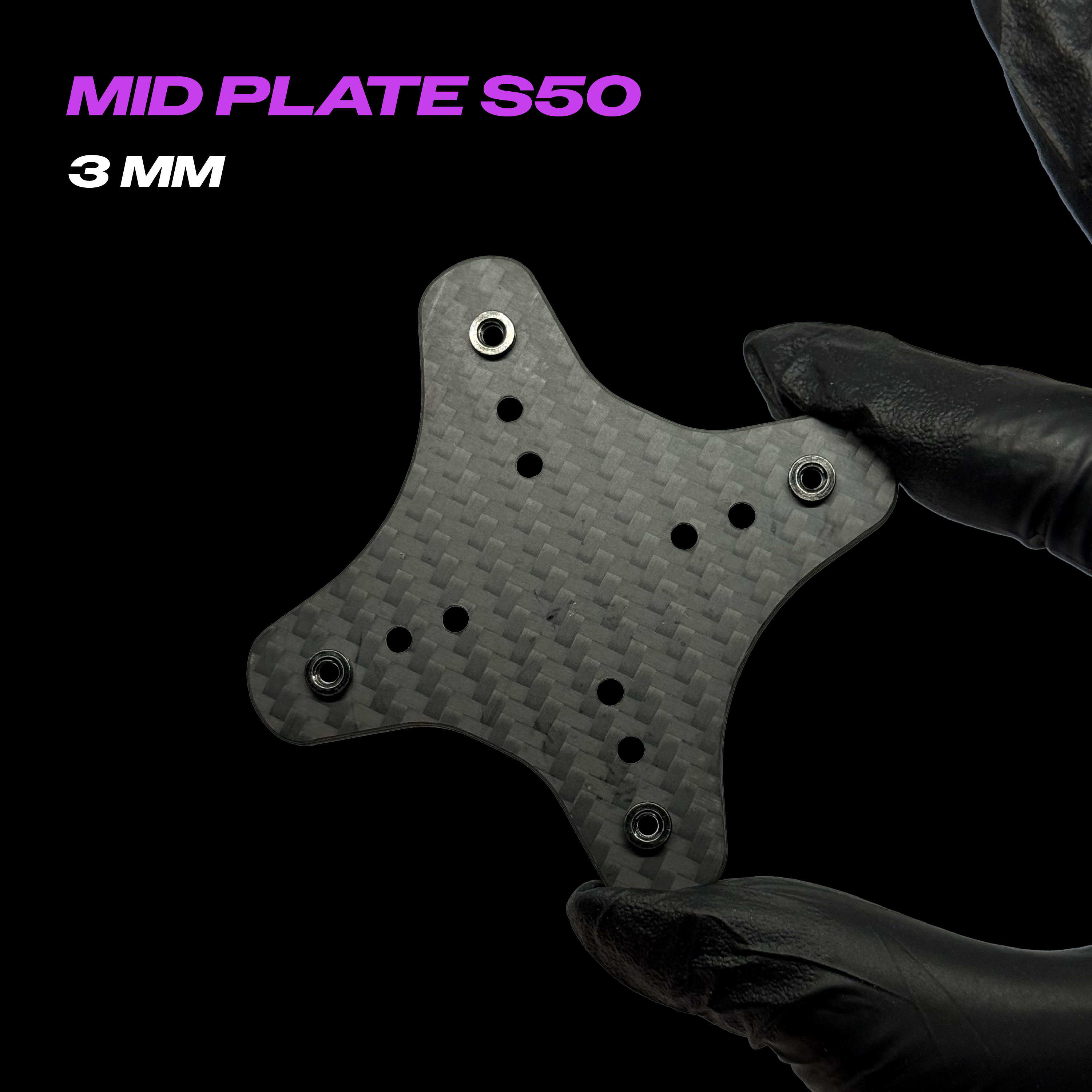 Ferrum S50 mid plate 3mm T700 carbon fiber weave detail - LUCEED FPV