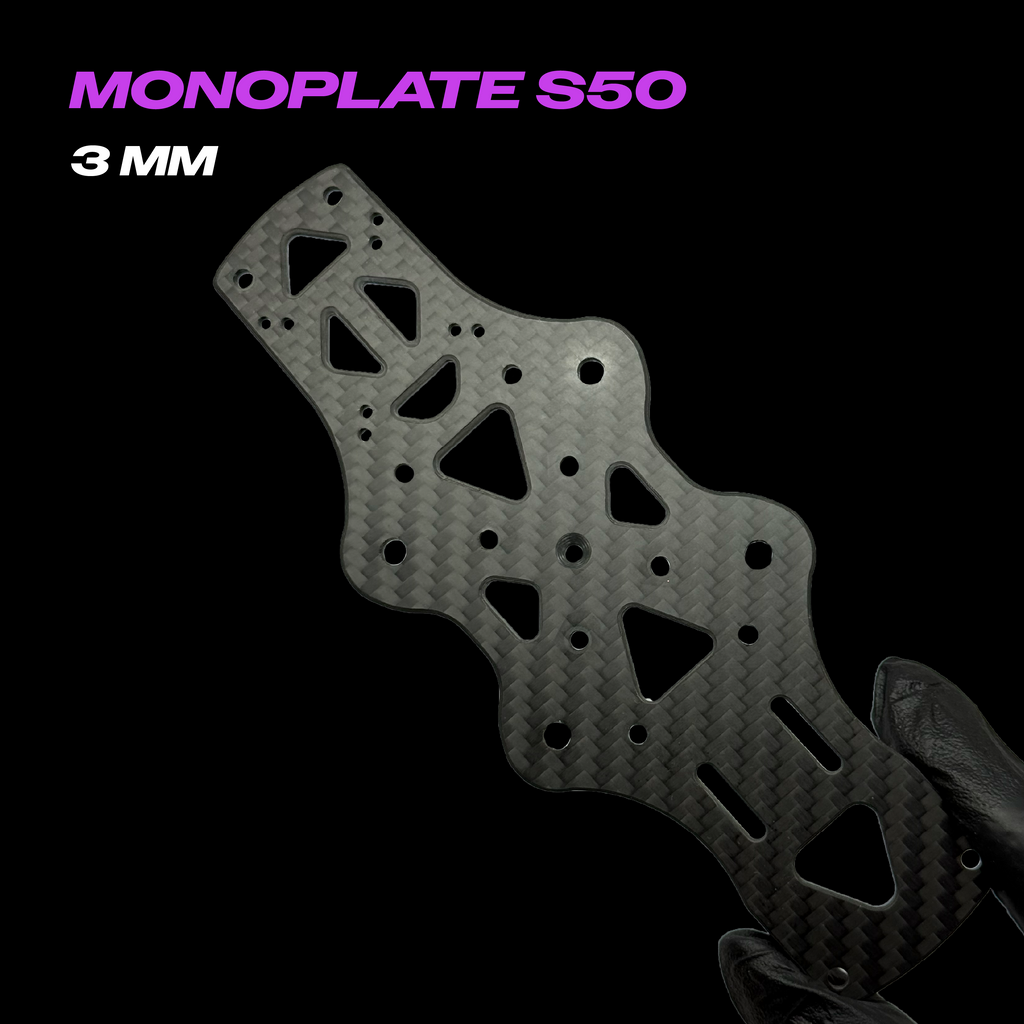 Ferrum S50 monoplate 3mm T700 carbon fiber weave detail - LUCEED FPV