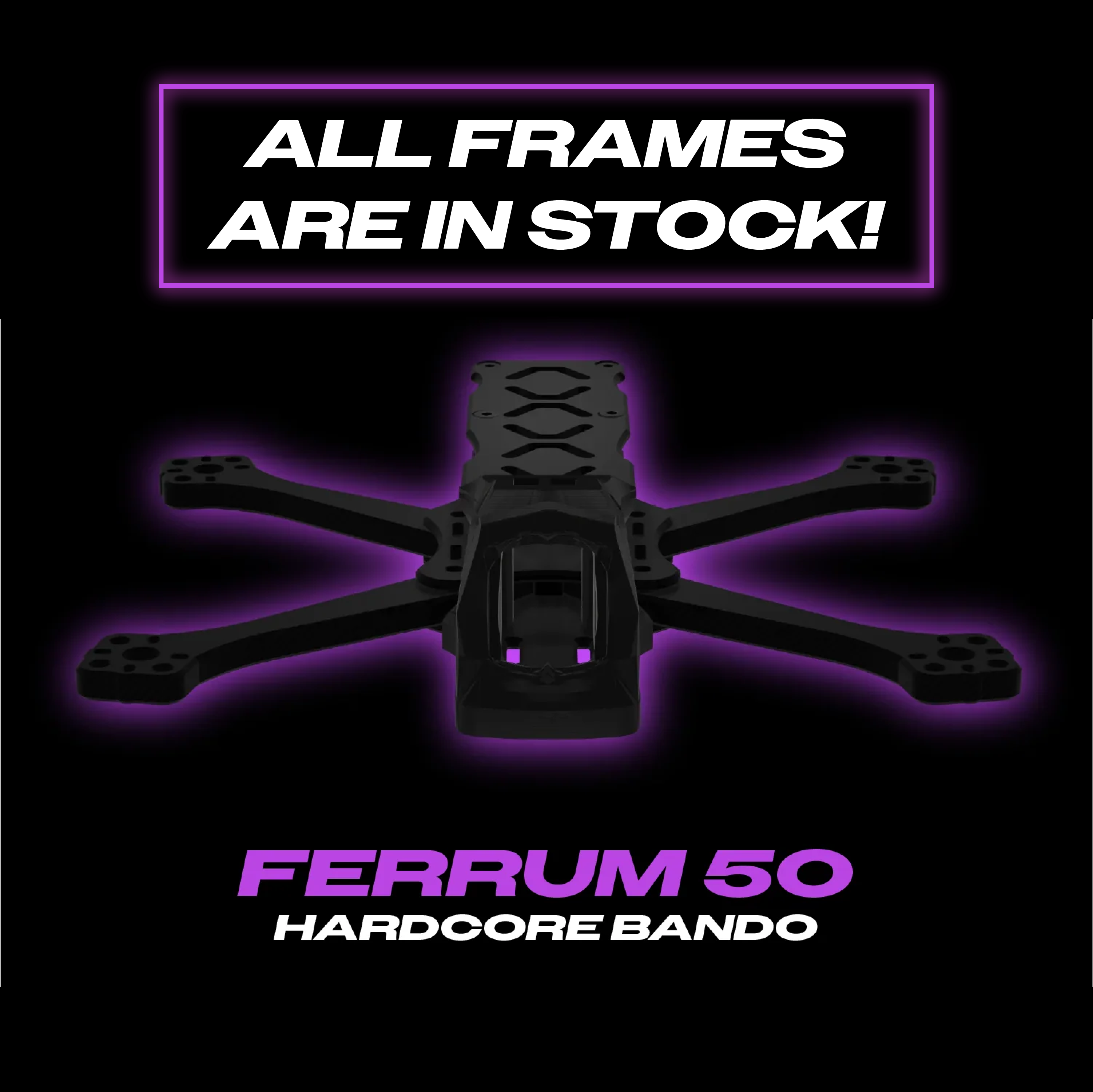 Luceed Ferrum 50 BLACK 5-inch FPV freestyle frame T700 carbon fiber top view - LUCEED FPV