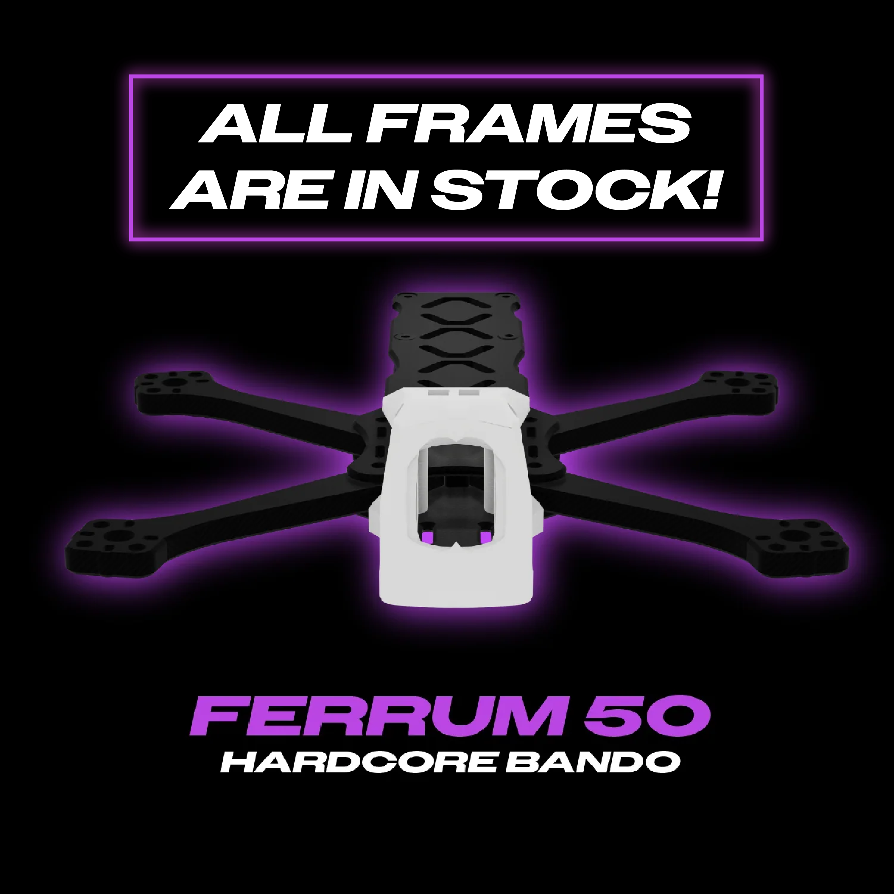 Luceed Ferrum 50 WHITE 5-inch FPV freestyle frame T700 carbon fiber top view - LUCEED FPV